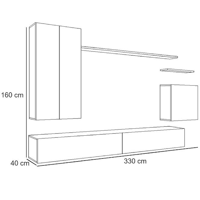 Obývacia stena Switch II Biely/Čierna