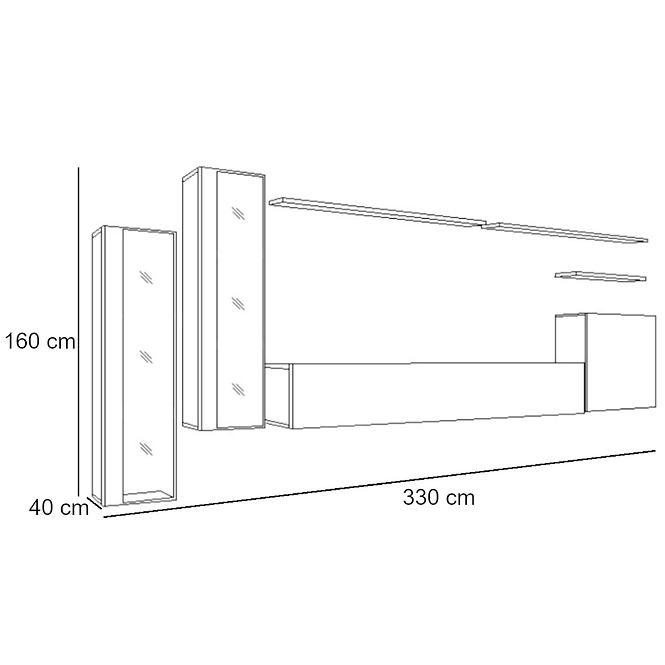 Obývacia stena Switch Sklo +LED XI Biely