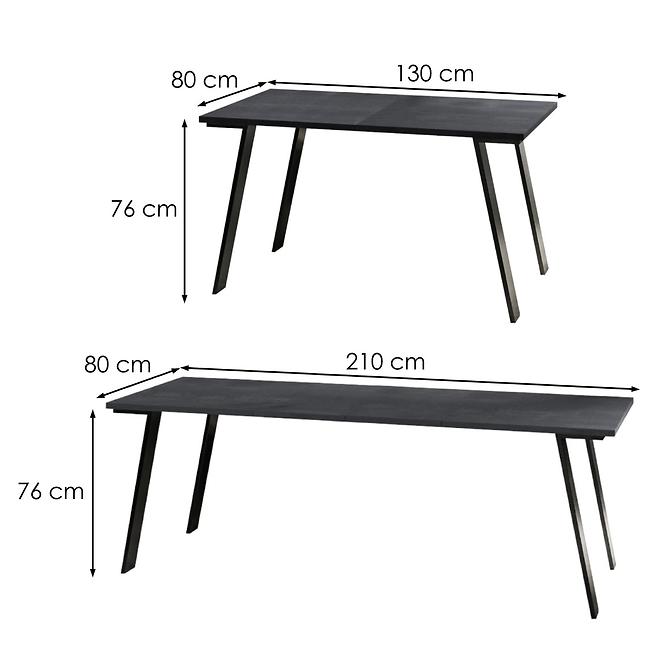 Rozkladací stôl Liwia 130/210x80cm Tmavý betón