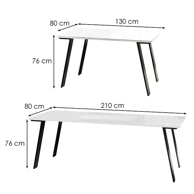 Rozkladací stôl Liwia 130/210x80cm Biely lesk