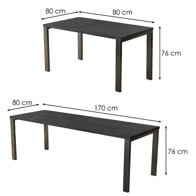 Rozkladací stôl Garant 80/170x80cm Betón Tmavý