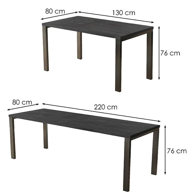 Rozkladací stôl Garant 130/220x80cm  Betón Tmavý