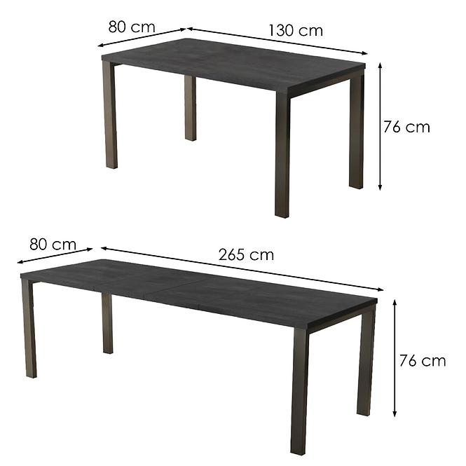 Rozkladací stôl Garant 130/265x80cm Betón Tmavý