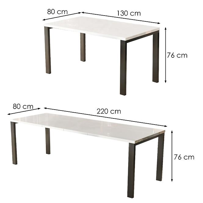 Rozkladací stôl Garant 130/220x80cm  Biely lesk