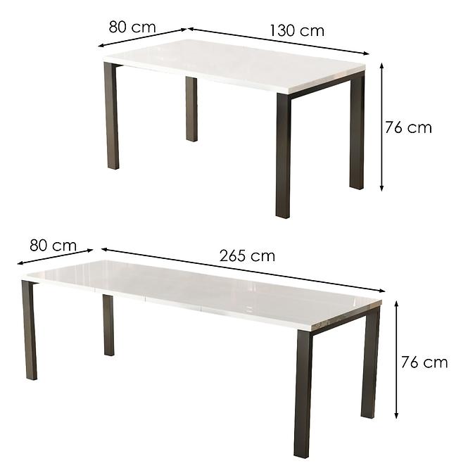 Rozkladací stôl Garant 130/265x80cm Biely lesk