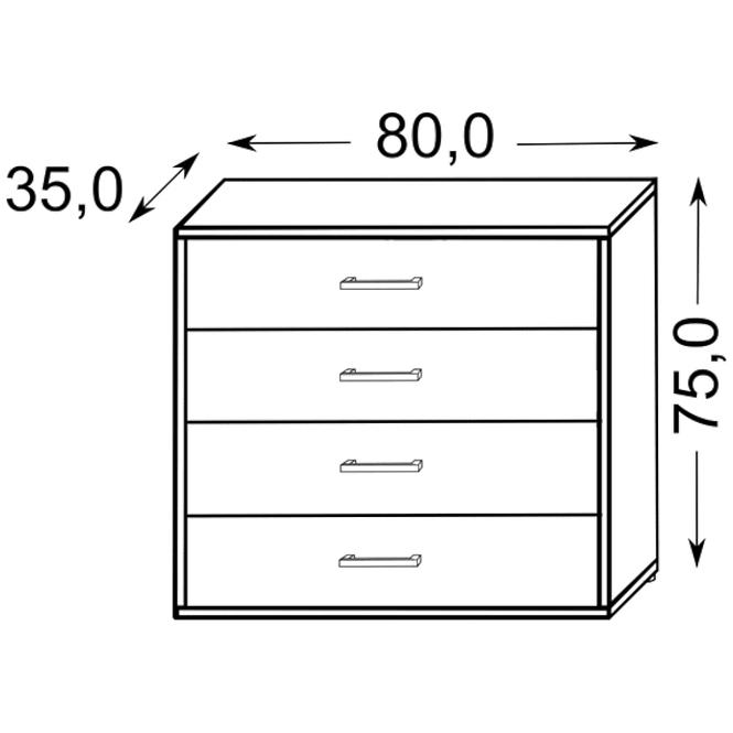 Komoda DSB 4S biely/sonoma