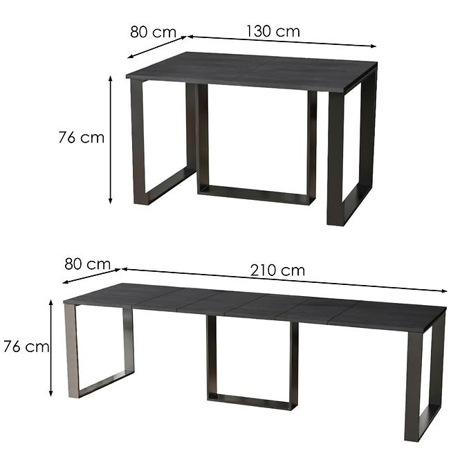Rozkladací stôl Borys 130/210x80cm betón tmavý