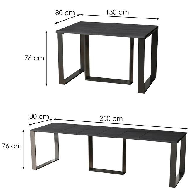 Rozkladací stôl Borys 130/250x80cmbetón tmavý
