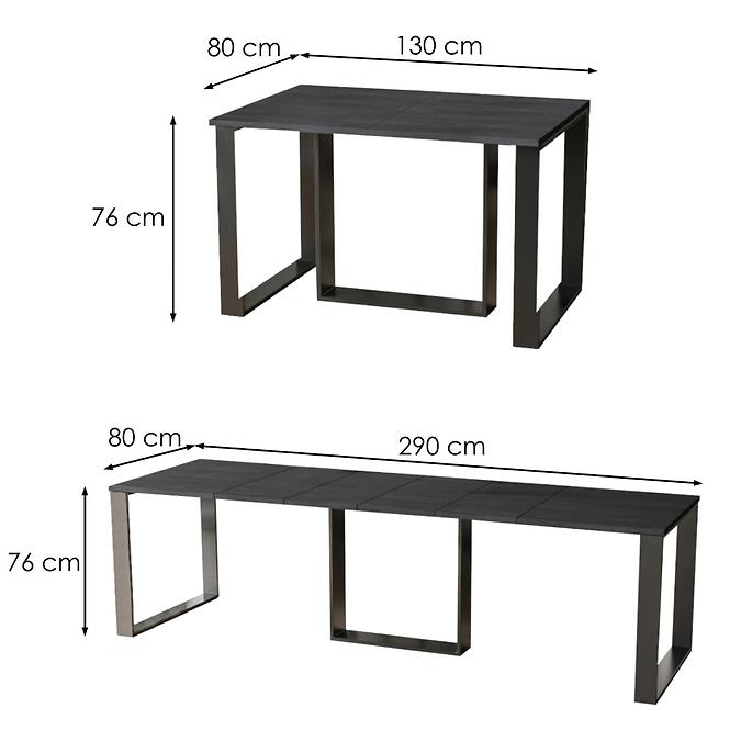 Rozkladací stôl Borys 130/290x80cm betón tmavý