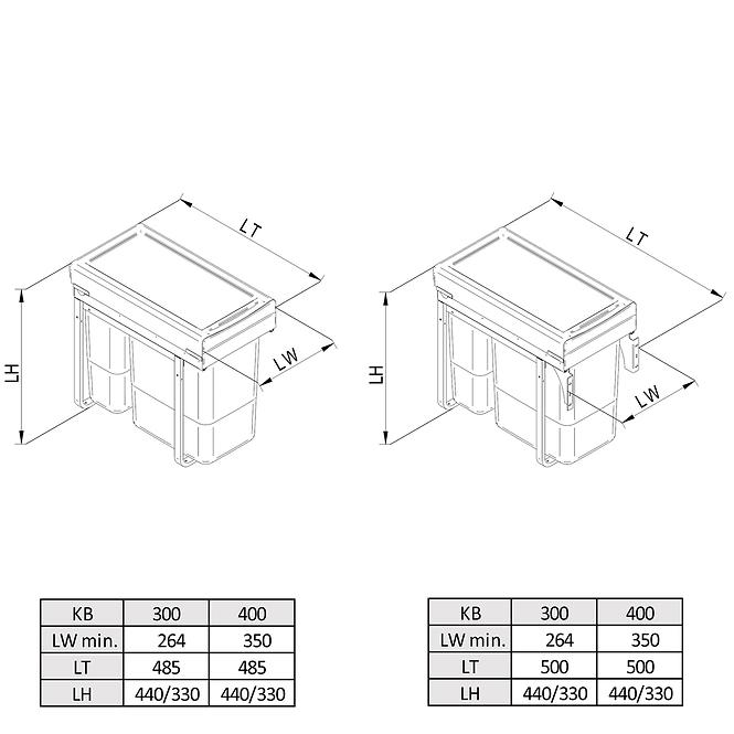 Nádoba na odpad Jc 40 Vysoký Trojitý (2X9L/1X20L)