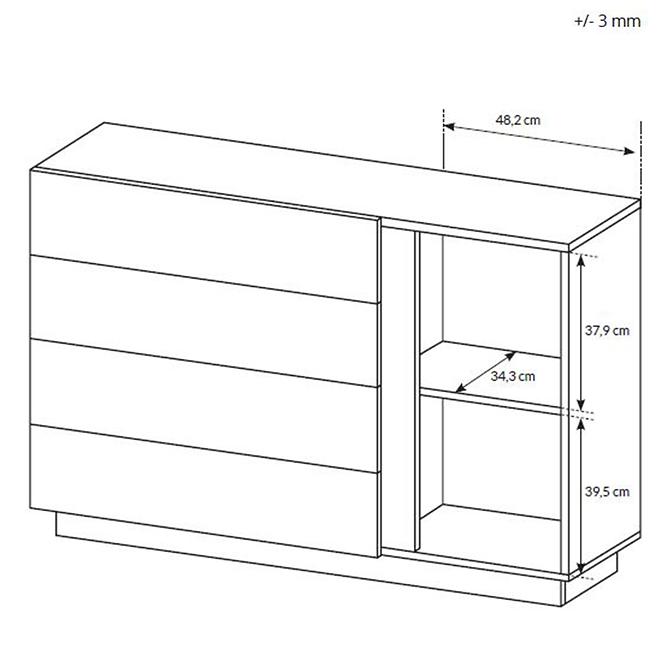 Komoda Arco D4S biela+dub grandson