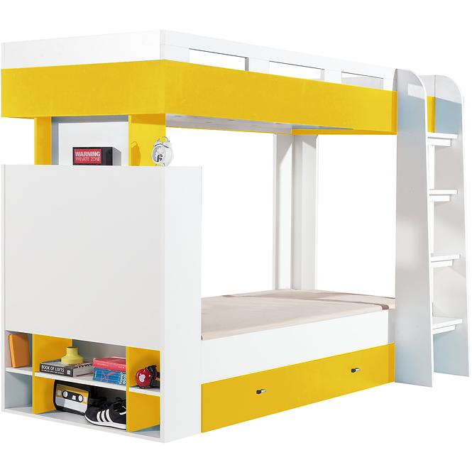 Poschodová posteľ MOBI M019 biely/žltá