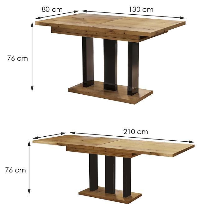 Rozkladací stôl Appia130/210x80cm Mat čierne nohy Dub Aristan