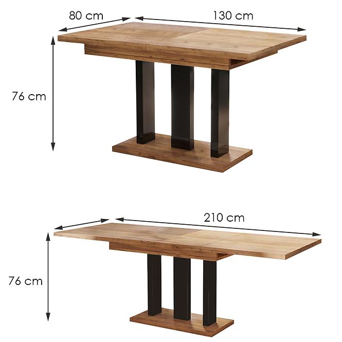 Rozkladací stôl Appia 130/210x80cm Mat čierne nohy/Dub Craft Zlatý