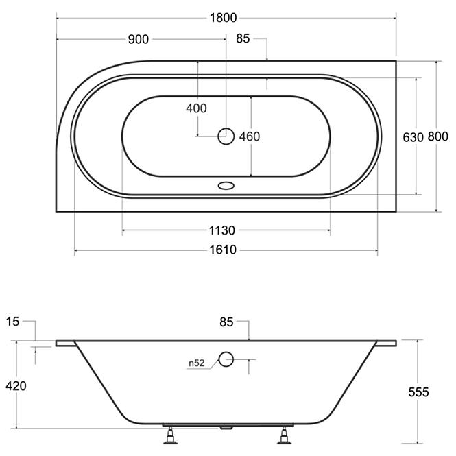 Vaňa Avita Slim+180/80l+nohy