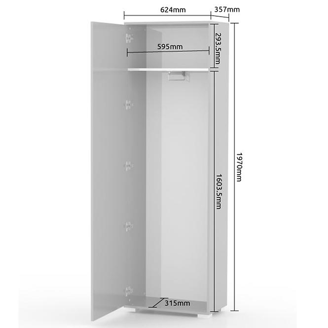 Skriňa 1d Stela V1 lakovaná Tobacco Oak/Crystal White