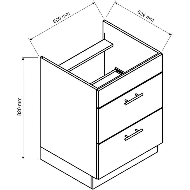 Kuchynská skrinka Max D60pc S/2 Zasl čierna