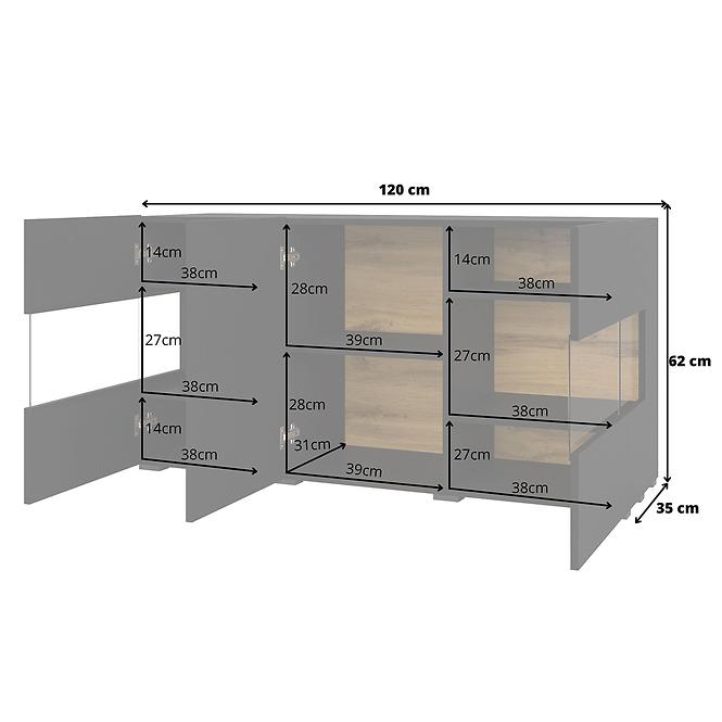 Komoda 3d Ava 25 čierna onyx/wotan