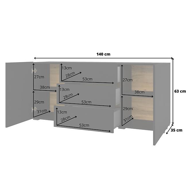 Komoda 2d3s Ava 26 čierna onyx/wotan