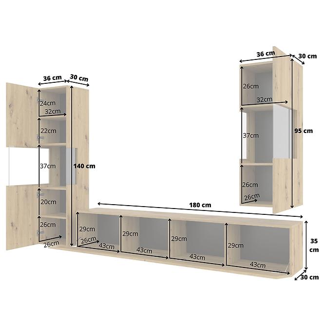 Obývacia stena veľká Ava 10 artisan/čierna