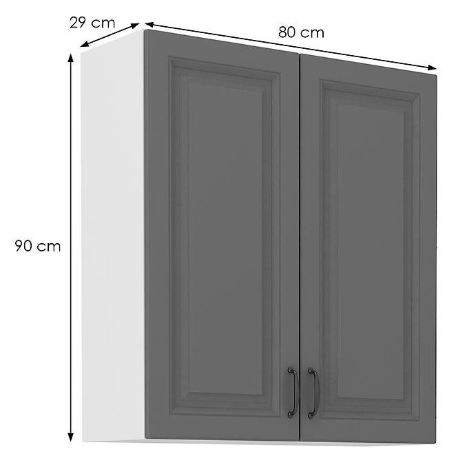 Kuchynská skrinka Stilo dustgrey/biely 80g/90 2f