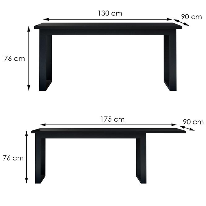 Rozkladací stôl Helio 92 170/220x90cm čierna