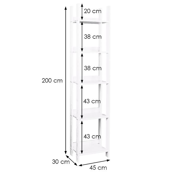 Regál prelamovaná 45 borovica morená biela
