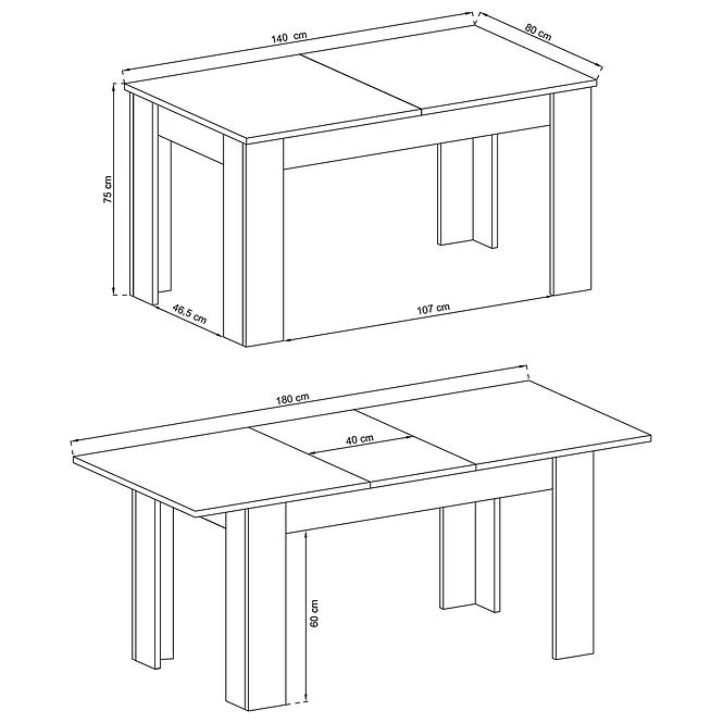 Rozkladací stôl Sky SL 140/180x80cmdub riviera