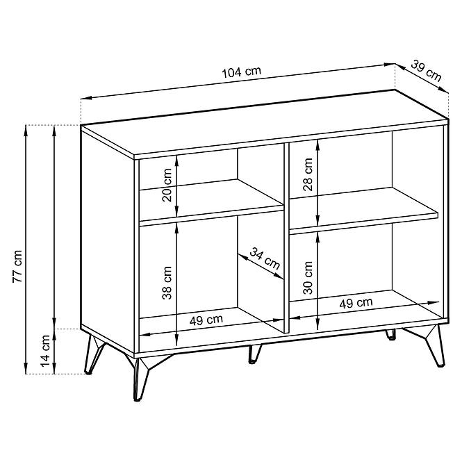 Komoda Diamond K104 dub evoke/čierna