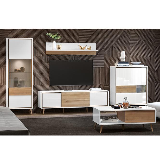 Polička Vida VP lakované pacific walnut/crystal white