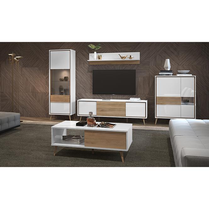 Polička Vida VP lakované pacific walnut/crystal white