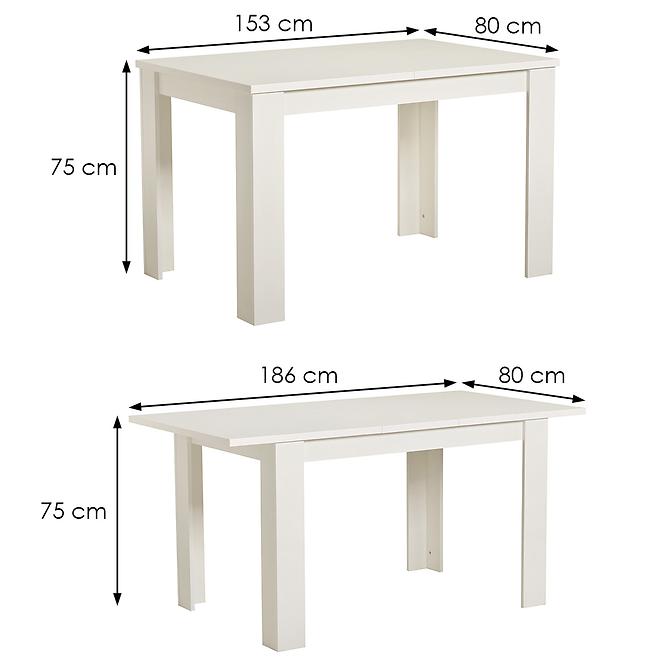 Rozkladací stôl DT 153/186x80cm biely 11008797