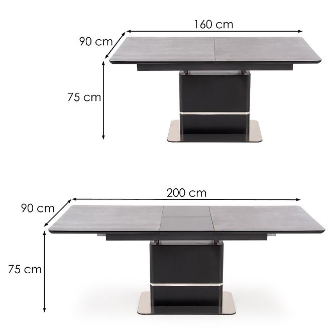Rozkladací stôl Martin 160/200x90cm Tmavé Popolavý/Čierna