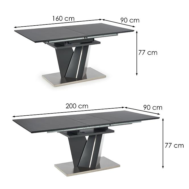 Rozkladací stôl Salvador 160/200x90cm Tmavé Popolavý/Tmavé Popolavý