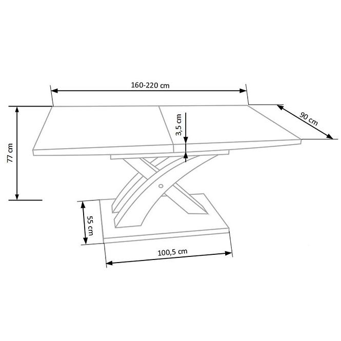 Rozkladací stôl Sandor 160/220x90cm Mdf/Oceľ – Biely