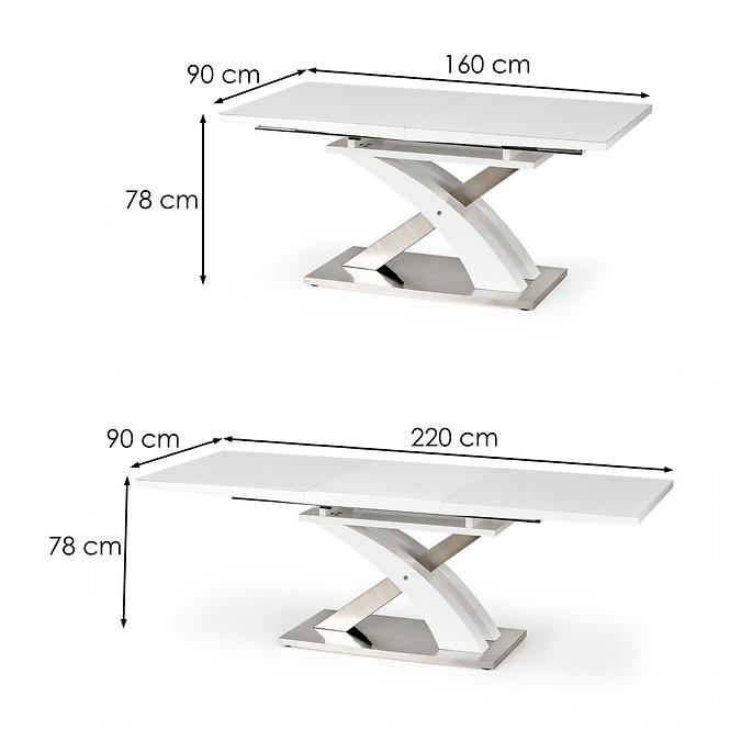 Rozkladací stôl Sandor 2 160/220x90cm  Sklo/Mdf/Oceľ – Biely