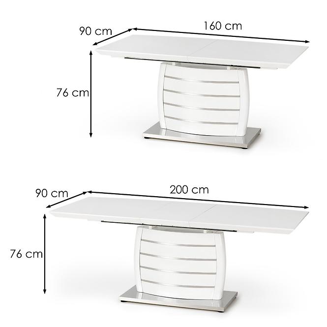 Rozkladací stôl Onyx 160/200x90cm Mdf/Oceľ – Biely
