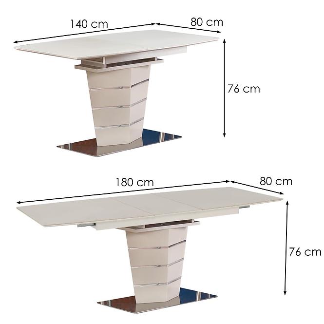 Rozkladací stôl Sorento 140/180x80cm Sklo/Mdf/Oceľ – Champagne Mat