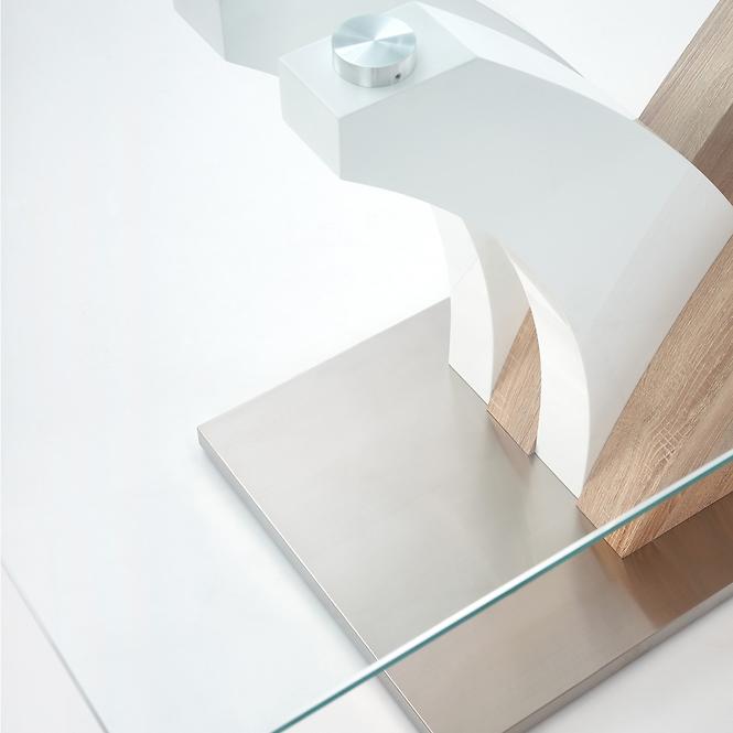 Stôl Vilmer 160 – Bezfarebný/Biely/Dub Sonoma