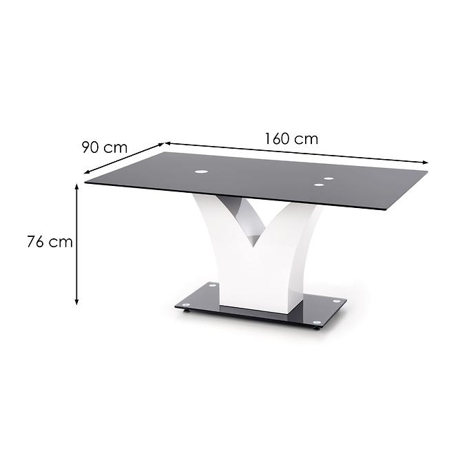 Stôl Vesper 160 Sklo/Mdf – Čierna/Biely