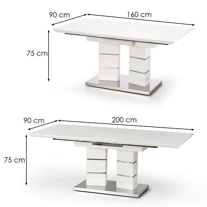 Rozkladací stôl Lord 160/200x90cm Mdf/Oceľ – Biely