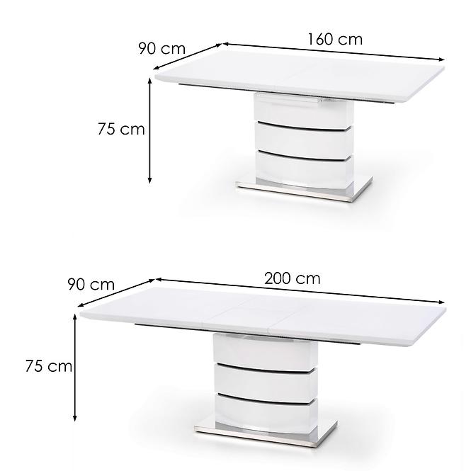 Rozkladací stôl Nobel 160/200x90cm Mdf/Oceľ – Biely