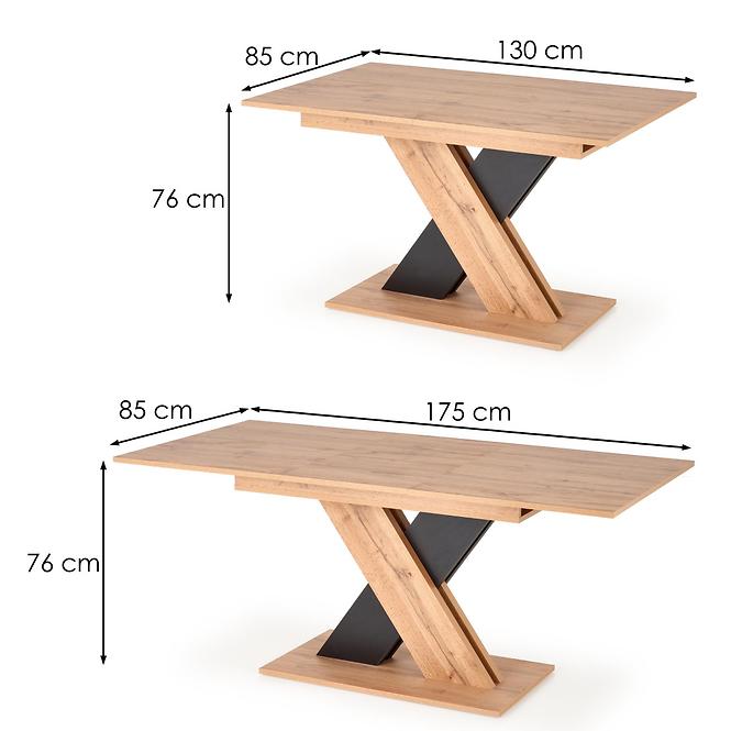 Rozkladací stôl Xarelto 130/175x85cm– Dub Wotan/Čierna