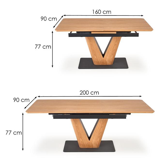 Rozkladací stôl Umberto 160/200x90cm Mdf/Oceľ – Dub Naturalny/Čierna