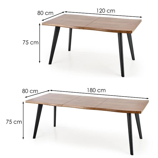 Rozkladací stôl Dickson 120/180x80cm Mdf/Drevo – Dub Naturalny/Čierna