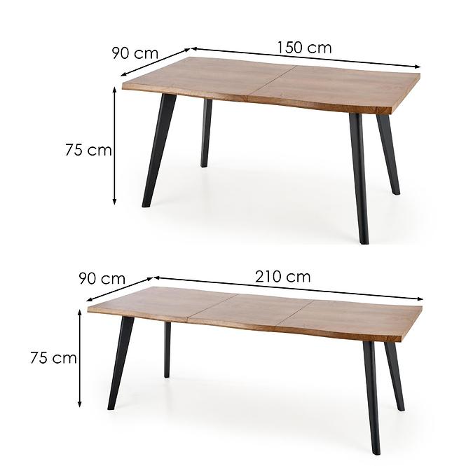 Rozkladací stôl Dickson 150/210x90cm  Mdf/Drevo – Dub Naturalny/Čierna