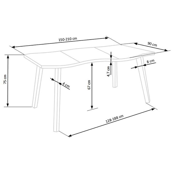 Rozkladací stôl Dickson 150/210x90cm  Mdf/Drevo – Dub Naturalny/Čierna