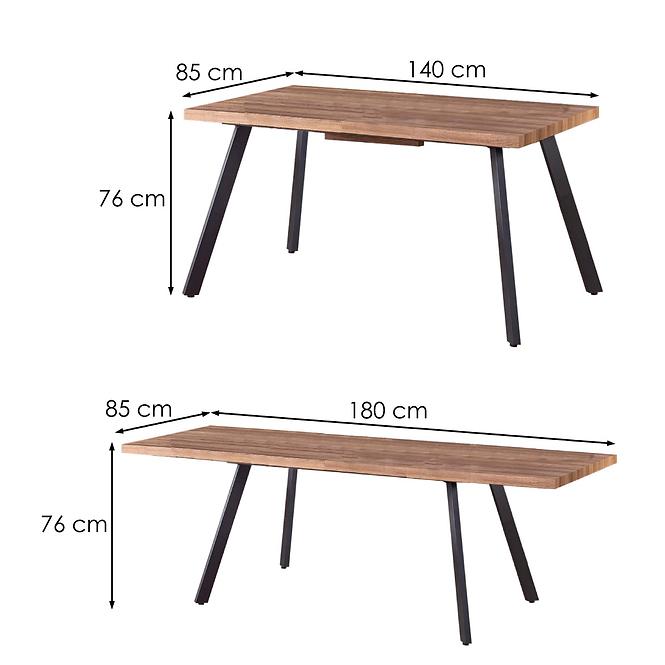Rozkladací stôl Berlin 140/180x85cm Mdf/Oceľ – Orech Med/Čierna