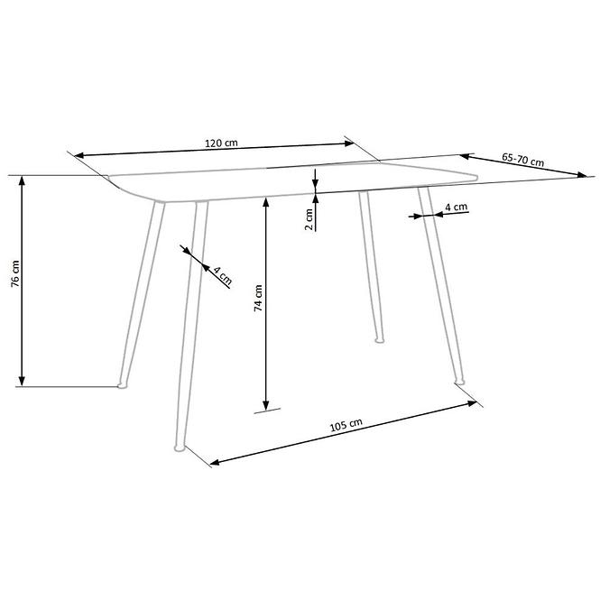 Stôl Tripolis 120x70 Mdf/Oceľ – Dub Zlatá/Čierna/Zlatá