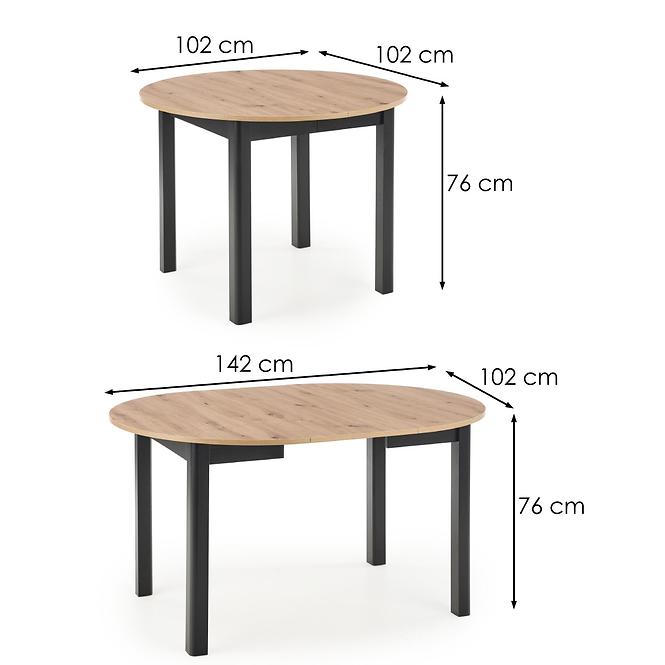 Rozkladací stôl Ringo 102/142x102cm Płyta/Mdf – Dub Artisan/Čierna